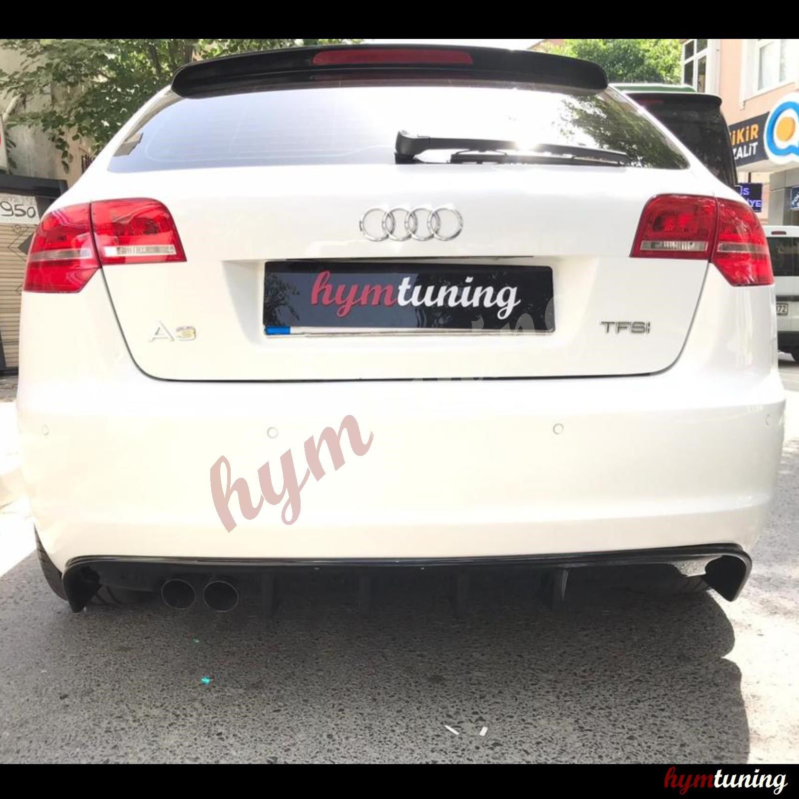 AUDİ A3 8P SOLDAN ÇİFTLİ ÇIKIŞ DİFÜZÖR Parlak Siyah, ABS Plastik