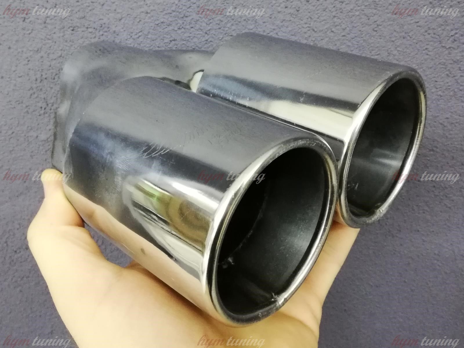 Yuvarlak Düz Ağız 80mm Çift Çıkış Egzoz Ucu, Paslanmaz Krom