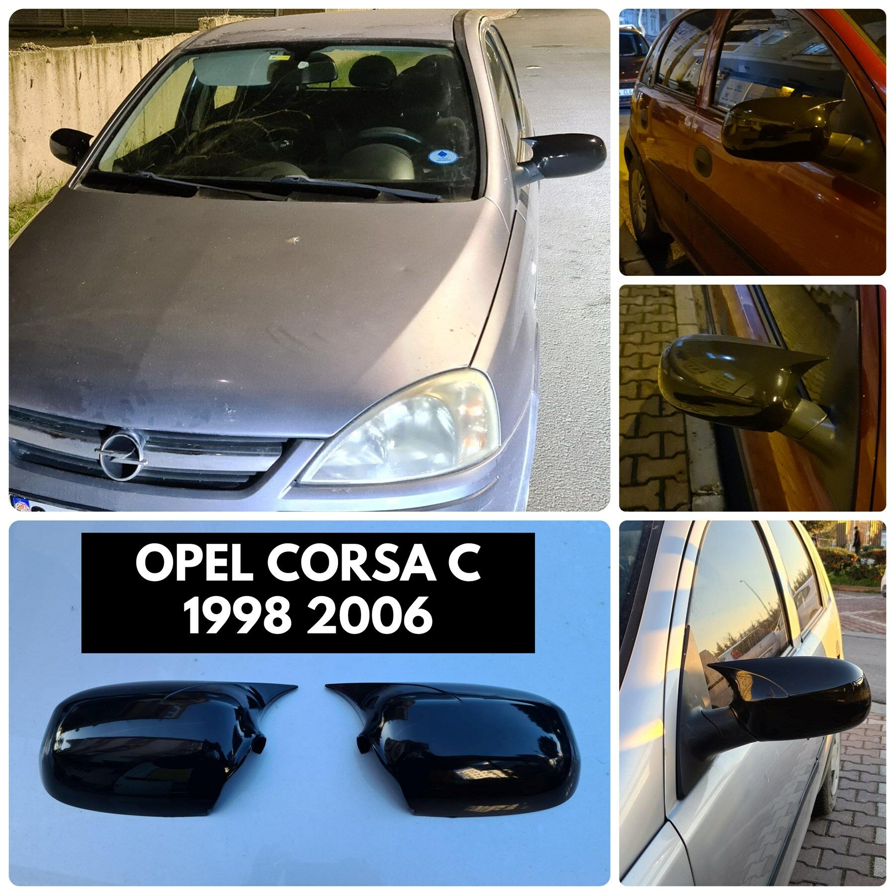 Opel Corsa C Yarasa Ayna Kapağı Piano Black ABS Plastik 1998 2006