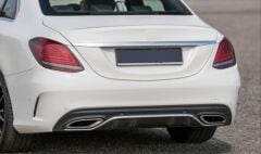 MERCEDES C SERİSİ W205 MAKYAJSIZ GÖRÜNÜM AMG ARKA TAMPON + DİFÜZÖR + EGZOZ  2015 2022  BOYASIZ