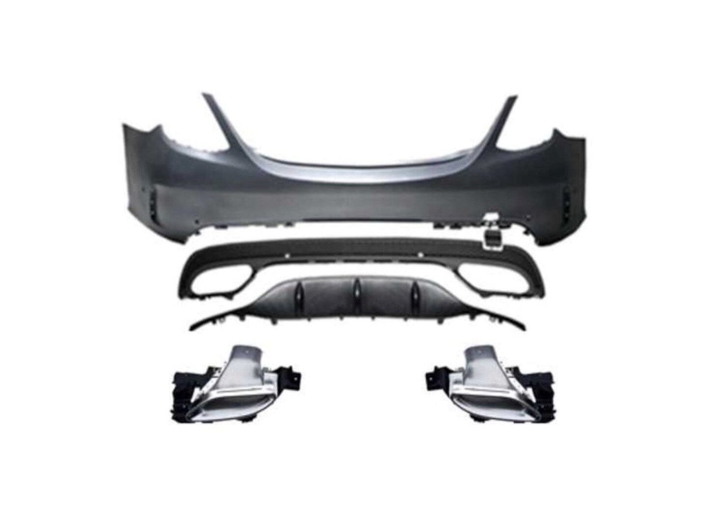 MERCEDES C SERİSİ W205 MAKYAJSIZ GÖRÜNÜM AMG ARKA TAMPON + DİFÜZÖR + EGZOZ  2015 2022  BOYASIZ