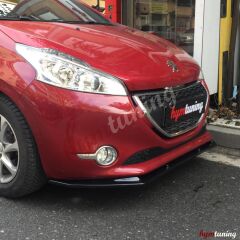 Peugeot 208 3 parça Lip, Parlak Siyah, Piano Black, Ön Tampon Altı Lip