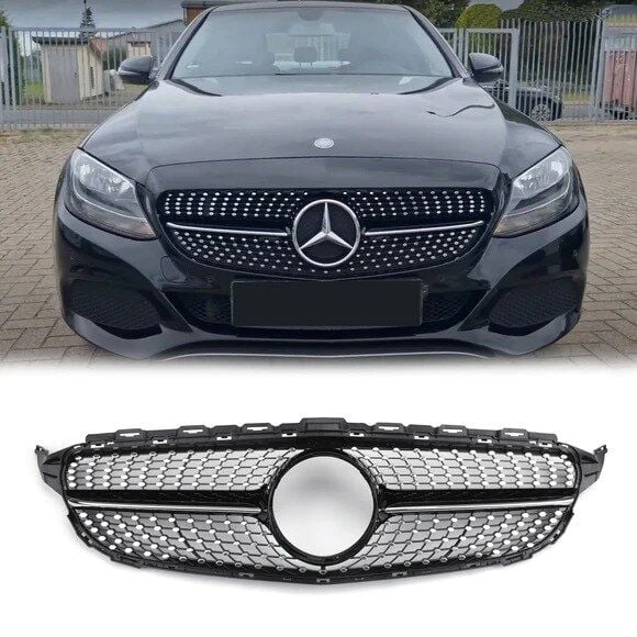 MERCEDES C SERİSİ W205 DIAMOND PANJUR 2015 2018 KROM + SİYAH KROM ÇITALI