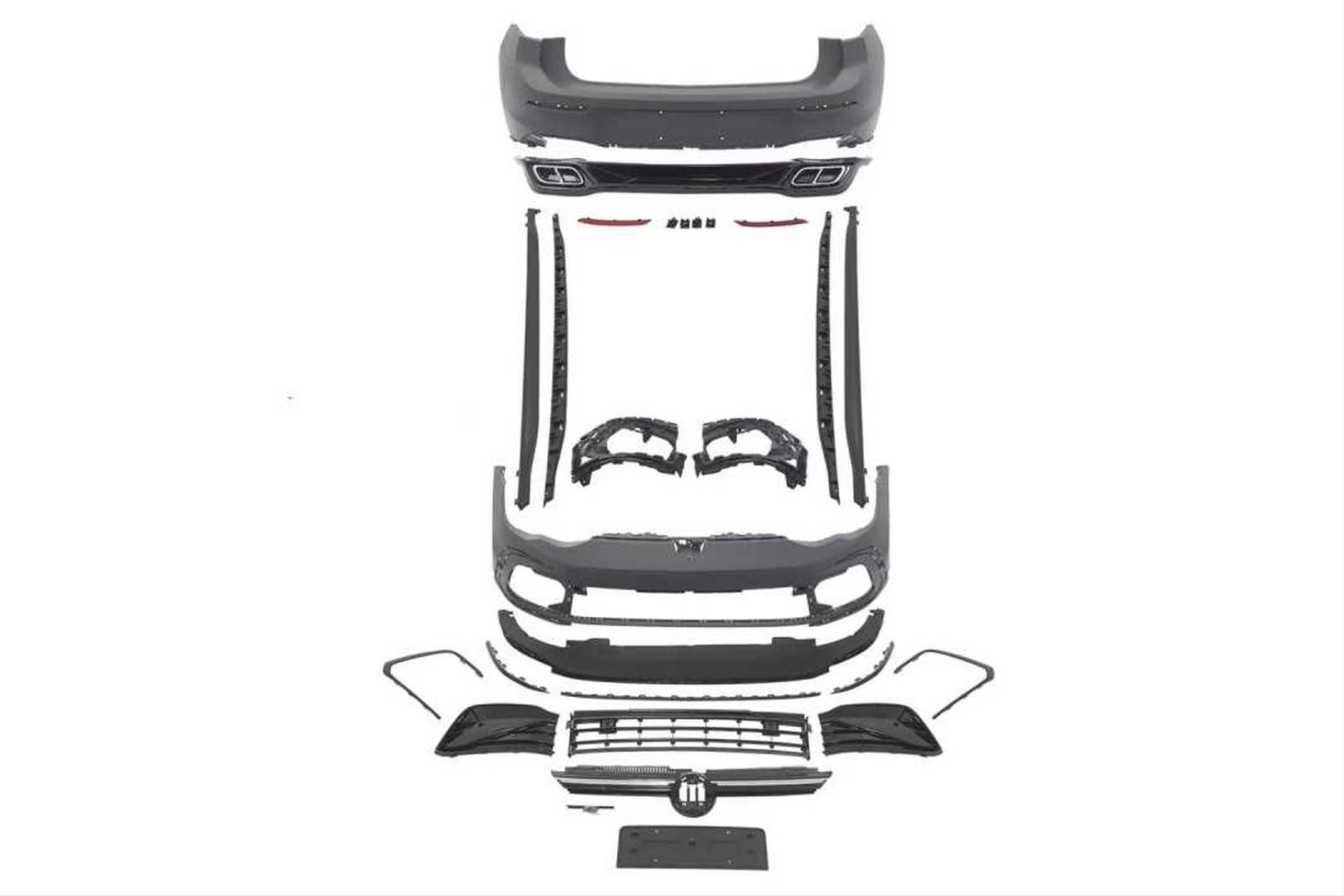 VW GOLF 8 R Line Bodykit, Ön Arka Tampon Seti Marşpiyel Takımı Difüzör + Panjur