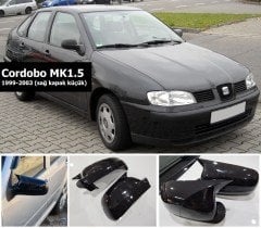 Seat Cordobo MK1.5 1999 2003 Yarasa Ayna Kapak, Parlak Siyah, Paino Black Yapıştırma Ayna Kapak