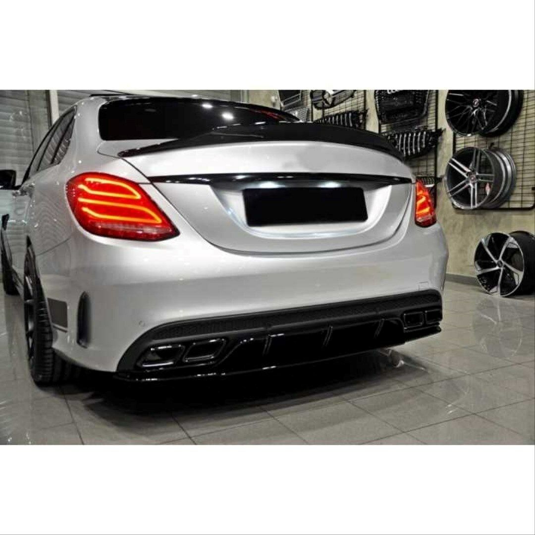 Mercedes C Serisi W205 AMG Difüzör, AMG Tampon Uyumlu c63 siyah