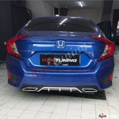 Honda Civic FC5 Difüzör, AMG Görünüm, Ortası Gri, Kare Egzoz Görünümlü, İthal ürün, Tırnaklı