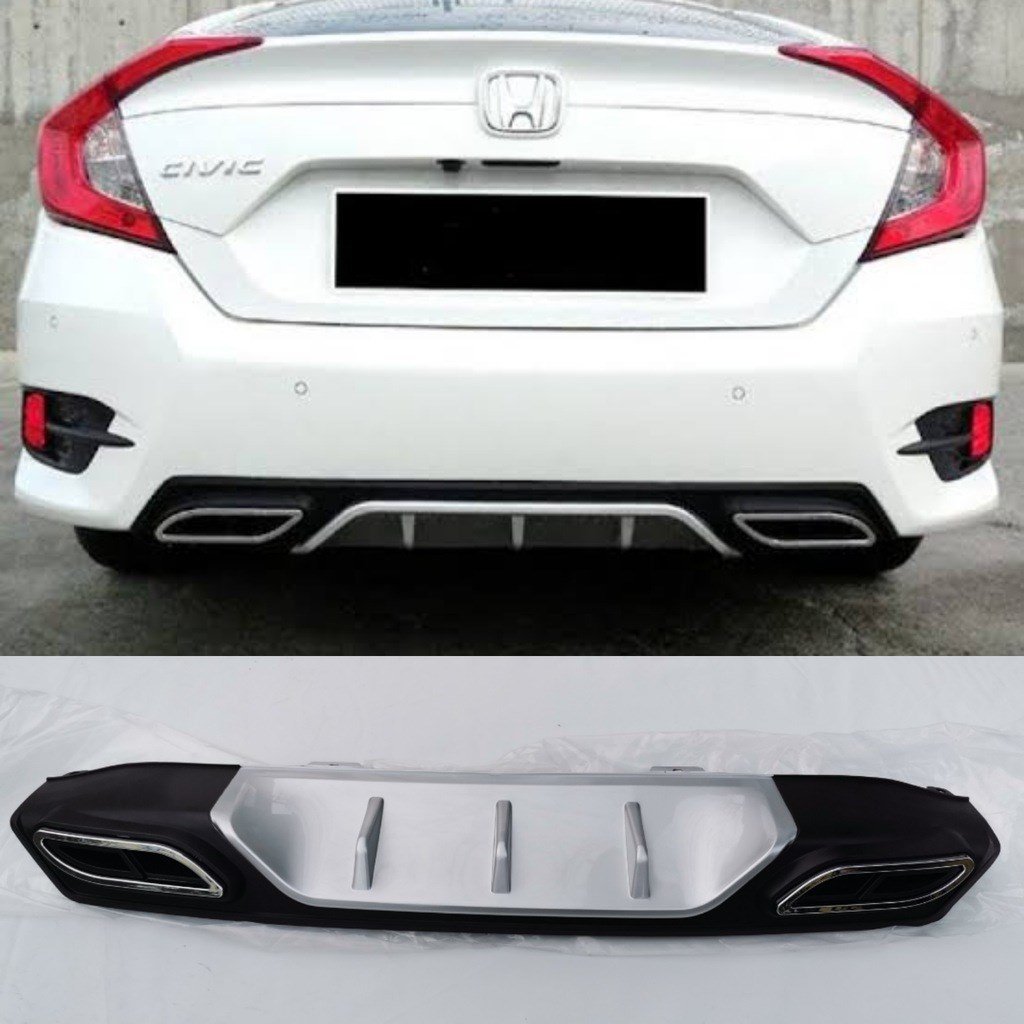 Honda Civic FC5 Difüzör, AMG Görünüm, Ortası Gri, Kare Egzoz Görünümlü, İthal ürün, Tırnaklı