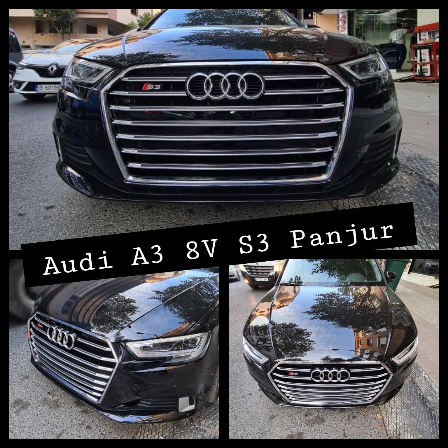 AUDI A3 S3 PANJUR 2016-2020 ARASI UYUMLU GRİLLE S3 SIYAH-KROM