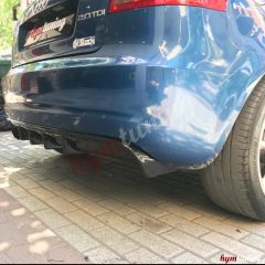 AUDİ A3 8P SOLDAN ÇİFTLİ ÇIKIŞ DİFÜZÖR Parlak Siyah, ABS Plastik