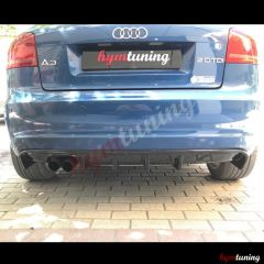 AUDİ A3 8P SOLDAN ÇİFTLİ ÇIKIŞ DİFÜZÖR Parlak Siyah, ABS Plastik