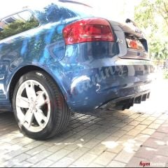 AUDİ A3 8P SOLDAN ÇİFTLİ ÇIKIŞ DİFÜZÖR Parlak Siyah, ABS Plastik