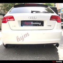 AUDİ A3 8P SOLDAN ÇİFTLİ ÇIKIŞ DİFÜZÖR Parlak Siyah, ABS Plastik