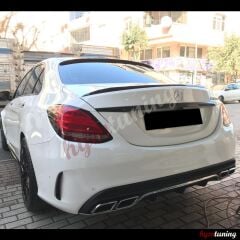 Mercedes C Serisi W205 C63 difüzör ve egzoz ucu seti silver krom uç 2015 2020 uyumlu