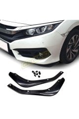 Honda Civic Fc5 Ön Tampon Altı Flap 2016-2019, ABS Plastik, Boyasız Siyah Renk, Boyamak Şart Değil