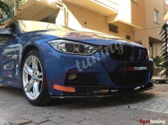 BMW F30 LİP 3 SERİSİ ÖN TAMPON EKİ, ABS PLASTİK, M TEKNİK UYUMLU 3 PARÇA, PİANO BLACK PARLAK SİYAH