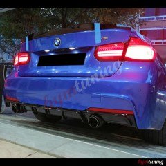 BMW F30 Difüzör, 3.35 Performans, Sağ Sol Tekli Çıkış, Piano Black, M Teknik Tampon