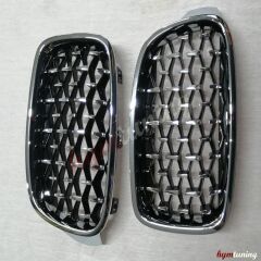 BMW F30 Kromlu Elmas Panjur, Krom Çerçeve, F30 Diamond Panjur