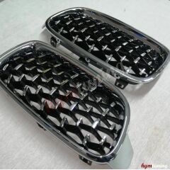 BMW F30 Kromlu Elmas Panjur, Krom Çerçeve, F30 Diamond Panjur