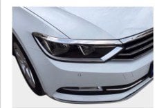 VW Passat B8 Krom Far Üzeri Çıta + Ön Panjur 3 Parça, Paslanmaz Çelik