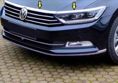 VW Passat B8 Krom Far Üzeri Çıta + Ön Panjur 3 Parça, Paslanmaz Çelik