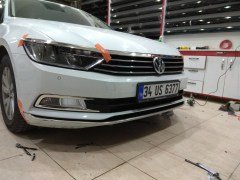 VW Passat B8 Krom Far Üzeri Çıta + Ön Panjur 3 Parça, Paslanmaz Çelik