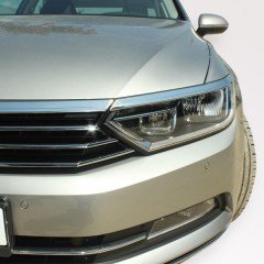 VW Passat B8 Krom Far Üzeri Çıta + Ön Panjur 3 Parça, Paslanmaz Çelik
