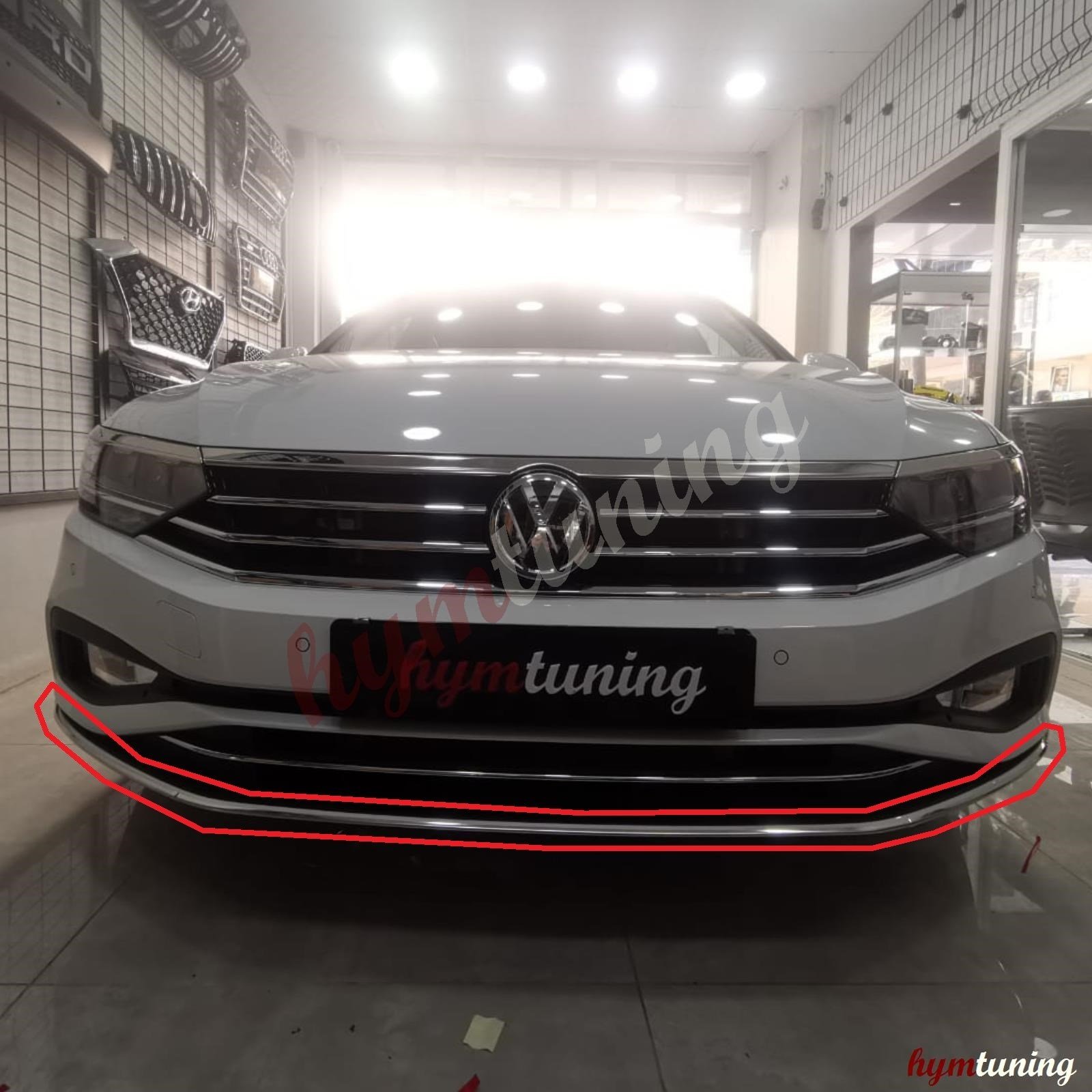 VW Passat B8.5 Krom Ön Tampon Çıtası 3 Parça, Paslanmaz Çelik, 2018 2019 2020 2021