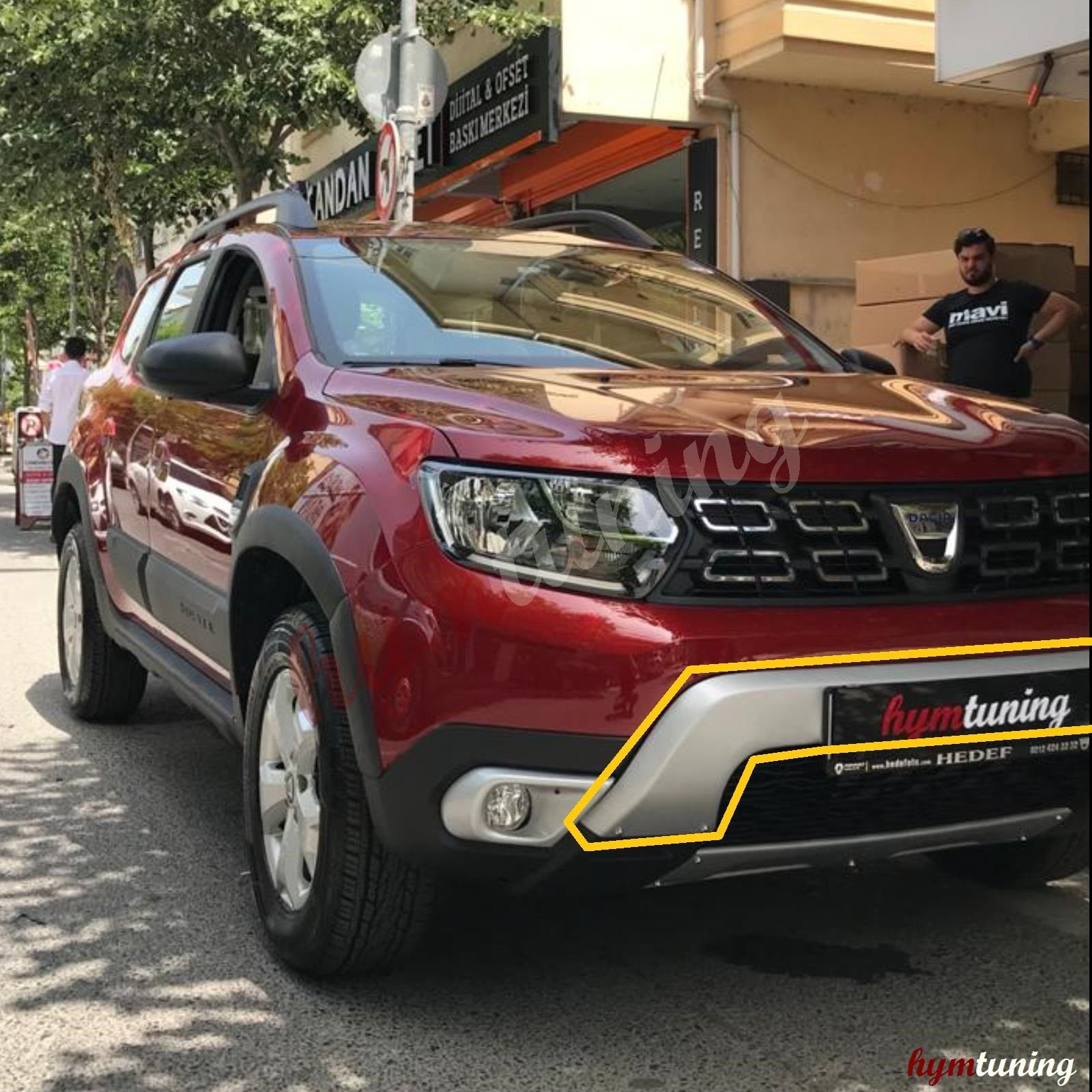Dacia Duster 2 Ön Tampon Koruması Plaka Çevresi Gri 2018+