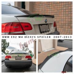 BMW 3.20 Coupe E92 M3 Yarasa Spoyler Parlak Siyah, Piano Black Boyalı, Votex Style Batman Spoiler