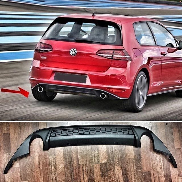 VW Golf 7 GTİ Difüzör, MAT Siyah, 1. KALİTE ABS Plastik, Sağ/Sol Tek Çıkış