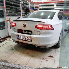 Volkswagen Passat B8 Arka Tampon Altı Difüzör Parlak Siyah, İthal, ABS Plastik, 2015 2018 UYUMLU