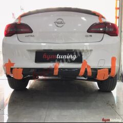 Opel Astra J SD Difüzör OPC Line, Piano Black ABS Krom Egzoz Uçlu, 2012 2018 Parlak Siyah Arka Ek