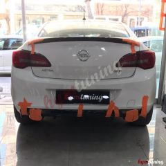 Opel Astra J SD Difüzör OPC Line, Piano Black ABS Krom Egzoz Uçlu, 2012 2018 Parlak Siyah Arka Ek