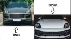 Cayenne 2014-2017 için full facelift 2018+ Turbo Body kit (Farlar Dahil)