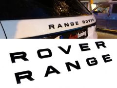Range Rover Siyah Arka Arma, Range Rover Yazısı, Piano Black, Parlak Siyah, 3D Görünüm İthal 1.Sınıf