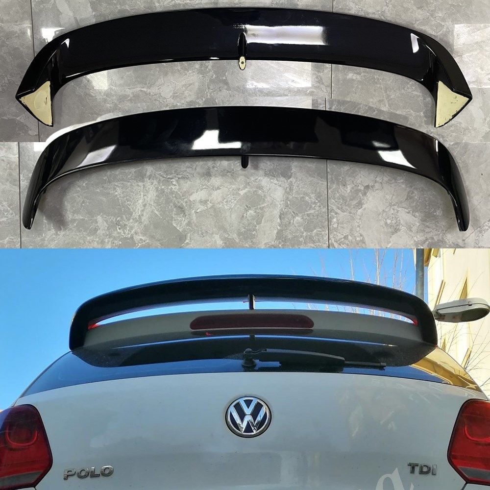VW Polo Mk5 GTI Spoyler, Piano Black ABS PLASTİK 2008 2017 UYUMLU, Parlak Siyah Boyalı