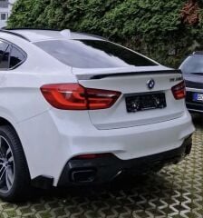 BMW X6 F16 Arka Difüzör + Flap M Tech Uyumlu Piano Black 3 Parça Arka Tampon Eki Parlak Siyah Boyalı