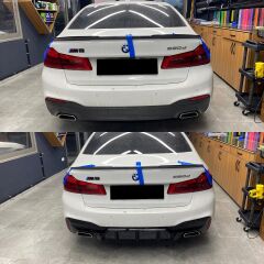 BMW 5 Serisi G30 CS Style Yarasa Spoiler, Yeni 520 Spoyler ABS Plastik Piano Black Parlak Siyah