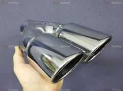 Yuvarlak Eğik Ağız 90mm Çift Çıkış Egzoz Ucu, Sağ Sol Takım