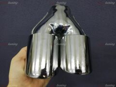 Yuvarlak Eğik Ağız 80mm Çift Çıkış Egzoz Ucu, Sağ Sol Takım