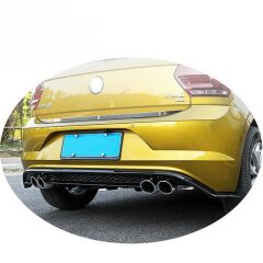 VW Polo MK6 4 Çıkışlı Egzoz Görünümlü Difüzör, ABS Plastik, Mat, Polo 2018 2019 2020 2021