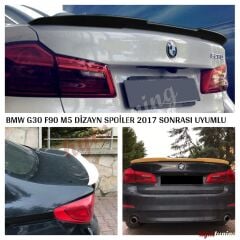 BMW 5 Serisi G30 CS Style Spoiler, Yeni 520 Spoyler Fiberglass Piano Black Parlak Siyah