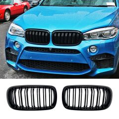 BMW X6 F16 ÇİFT ÇİZGİ BÖBREK 2014 2018 PARLAK SİYAH