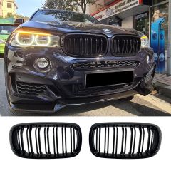 BMW X6 F16 ÇİFT ÇİZGİ BÖBREK 2014 2018 PARLAK SİYAH