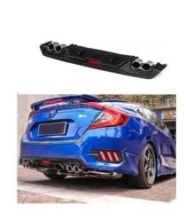 Honda civic 2016+ fc5 difüzör çift çıkış egzoz uçlu model parlak siyah