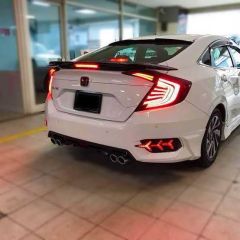 Honda civic 2016+ fc5 difüzör çift çıkış egzoz uçlu model parlak siyah