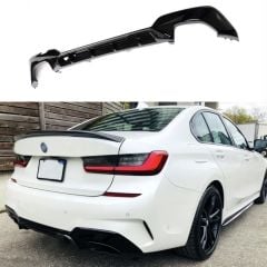 BMW 3 SERİSİ G20  SAĞ SOL ÇİFT ÇIKIŞ DİFÜZÖR 2020+ PARLAK SİYAH