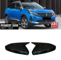 Peugeot 3008 2017-2023 Yarasa Ayna Kapak Parlak Siyah Sağ Sol Takım
