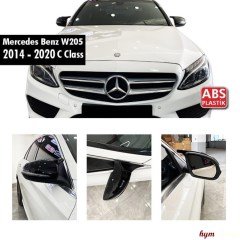 Mercedes C Serisi W205 Yarasa Ayna Kapağı 2015 2020, Piano Black Parlak Siyah ABS Plastik
